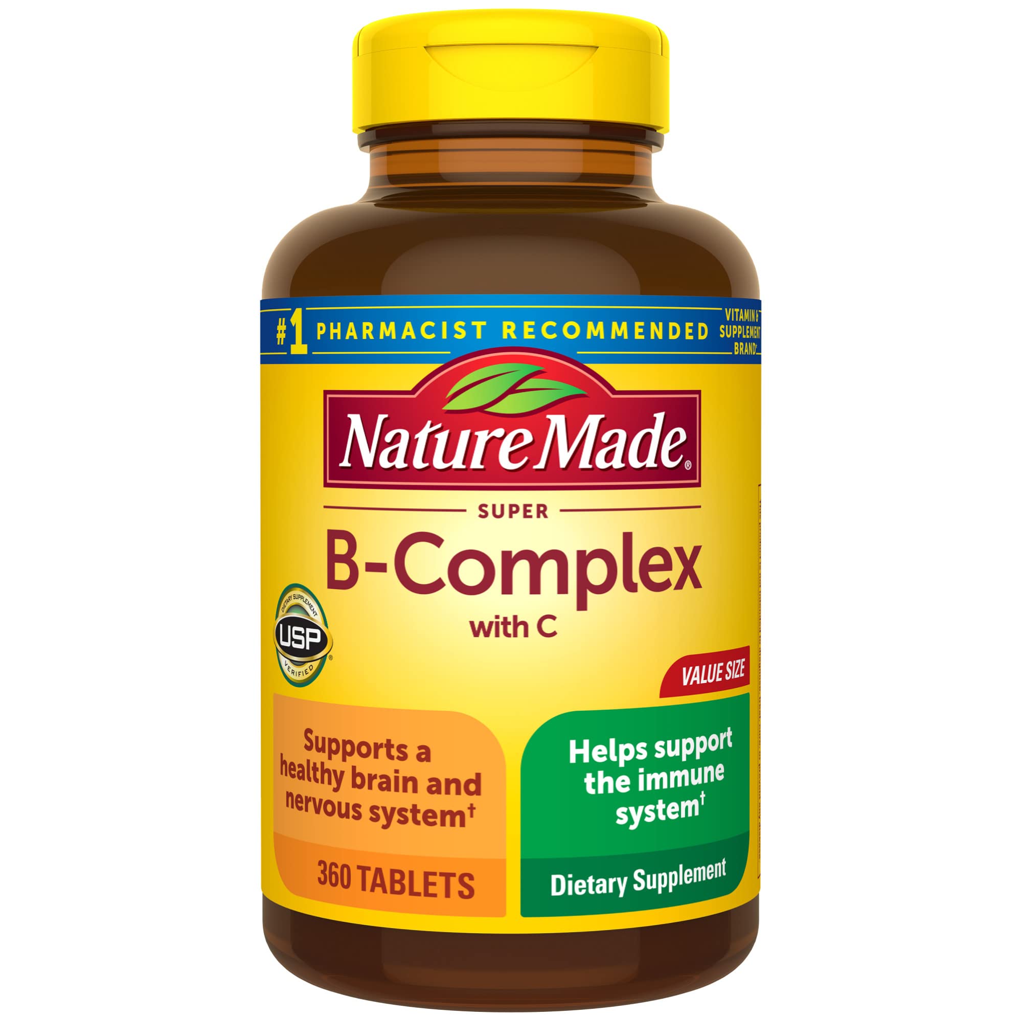 Nature Made Super B Complex – bouteille de comprimés, soutien potentiel de l’immunité et d’énergie.