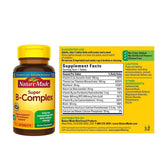 Étiquette Nature Made Super B-Complex montrant vitamine C et acide folique.