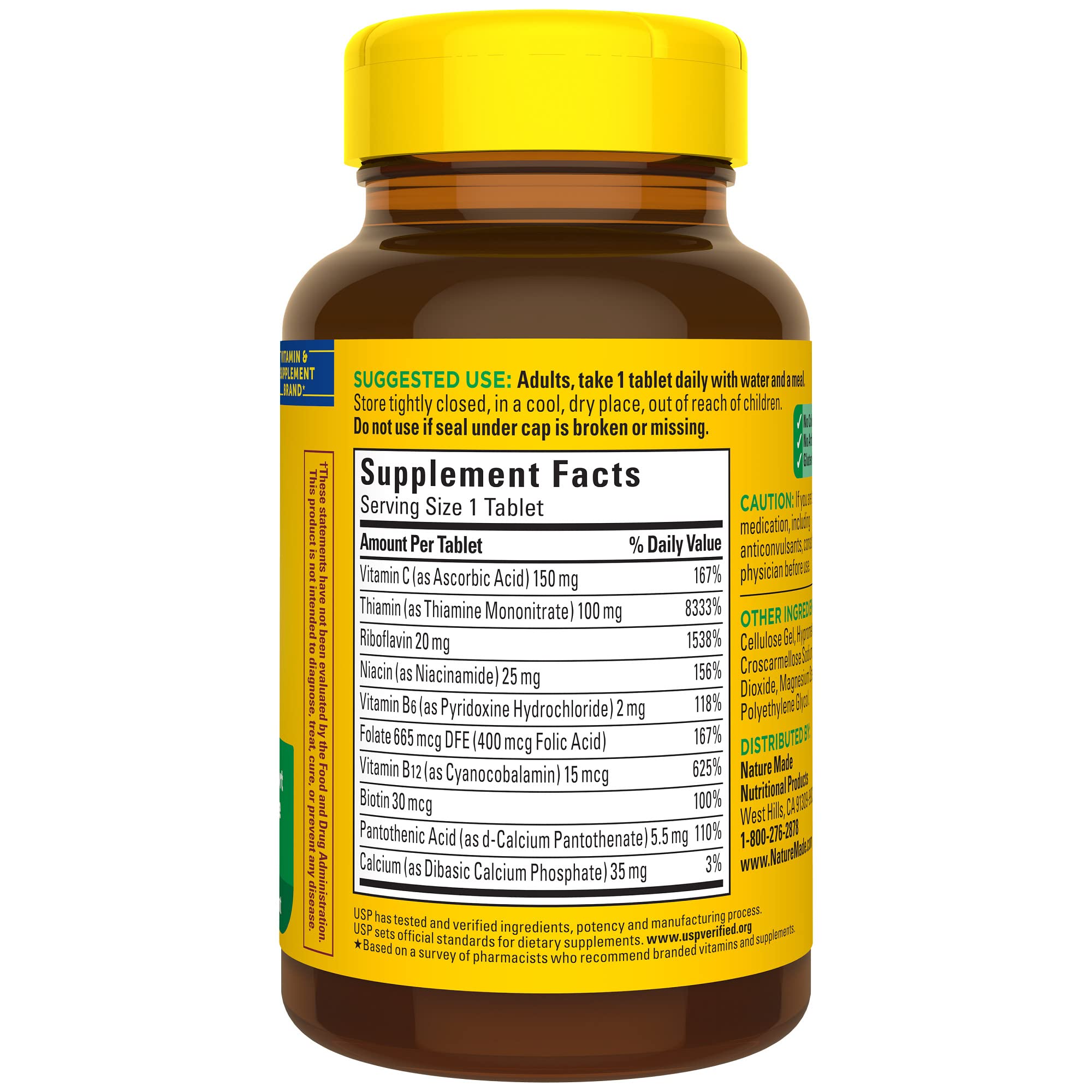 Nature Made Super B Complex tablettes pour vie active et prise quotidienne.