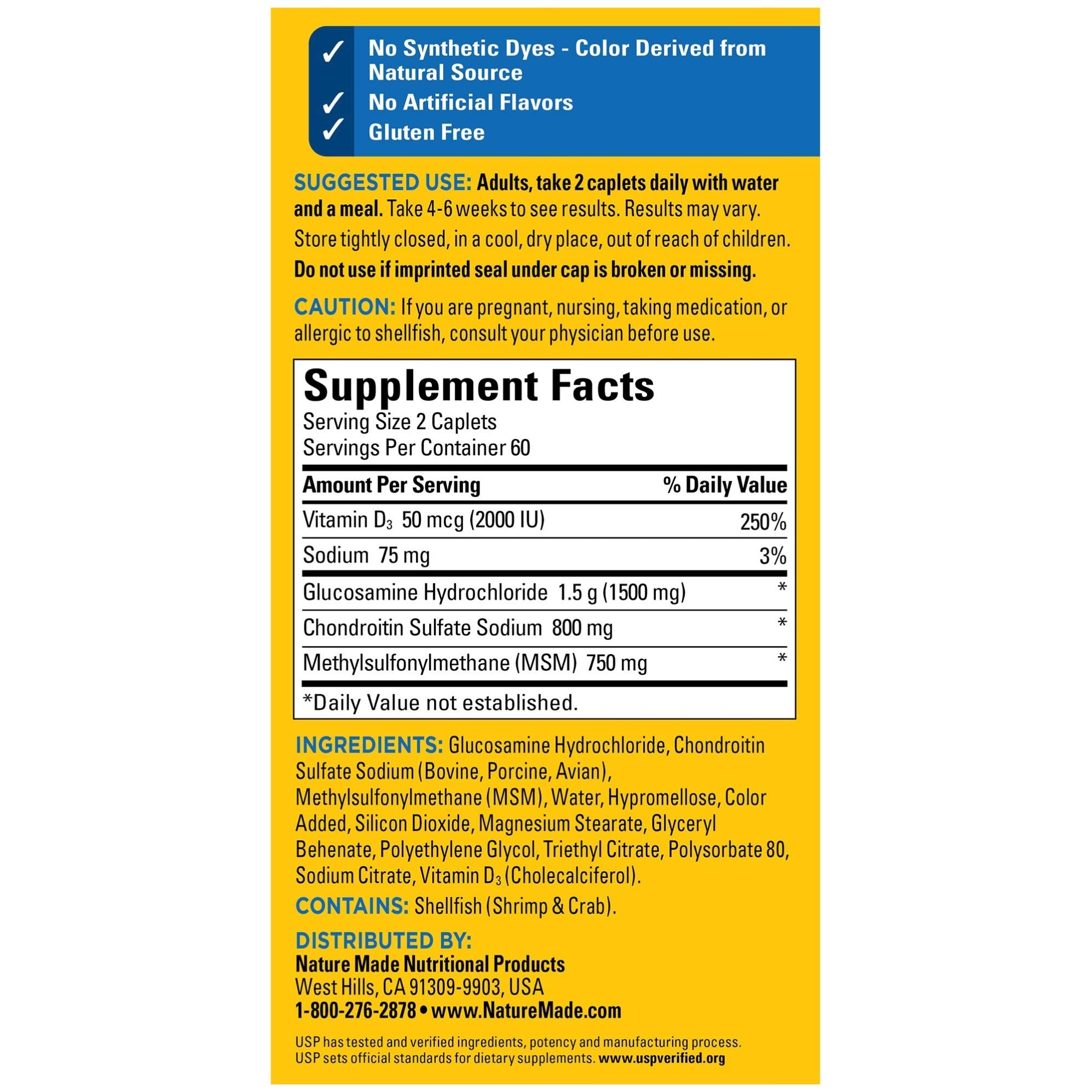 Nature Made glucosamine-hcl 1500 mg, ingrédient clé pour le cartilage.