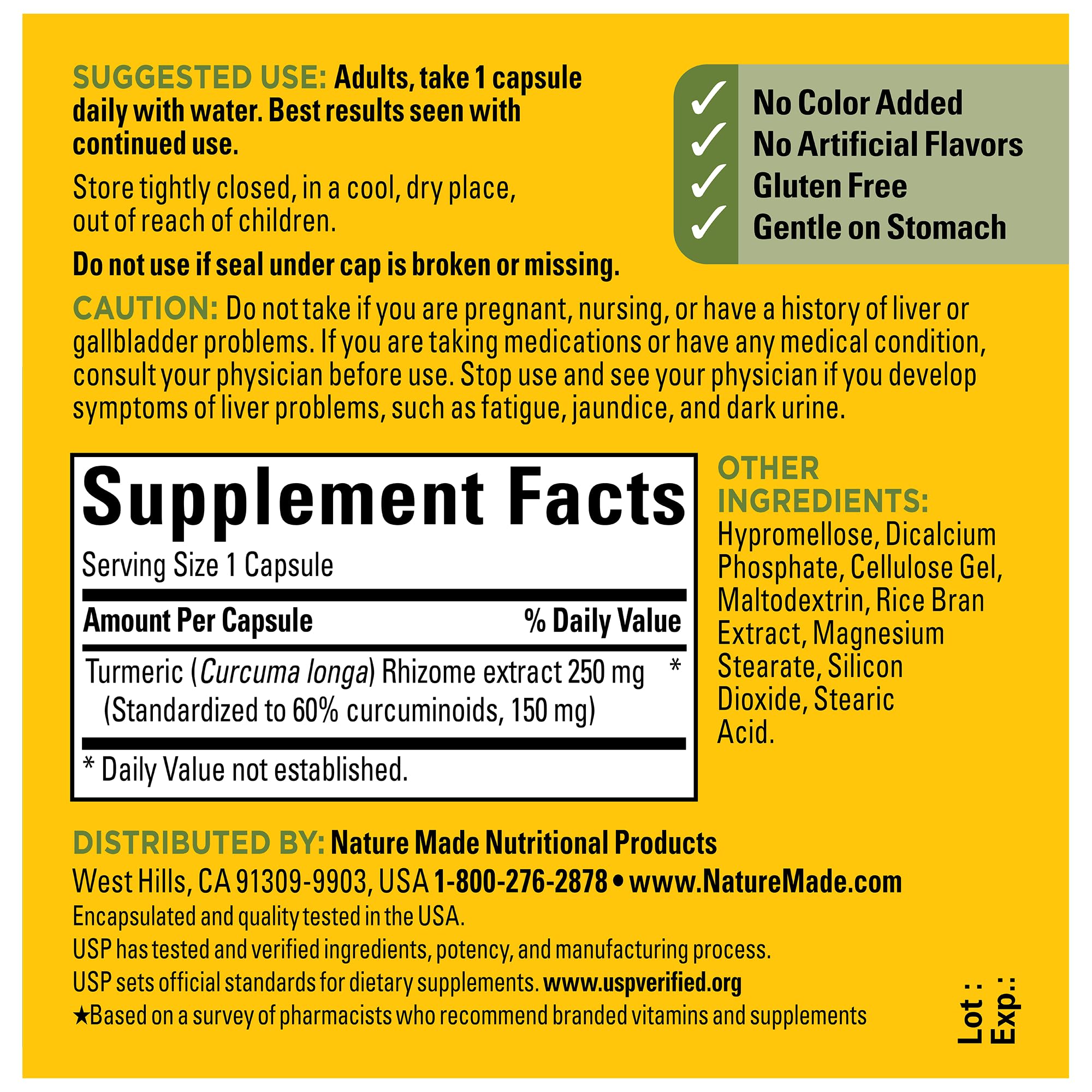 Flacon Nature Made Turmeric Curcumin haute absorption sur le comptoir, routine santé pratique.