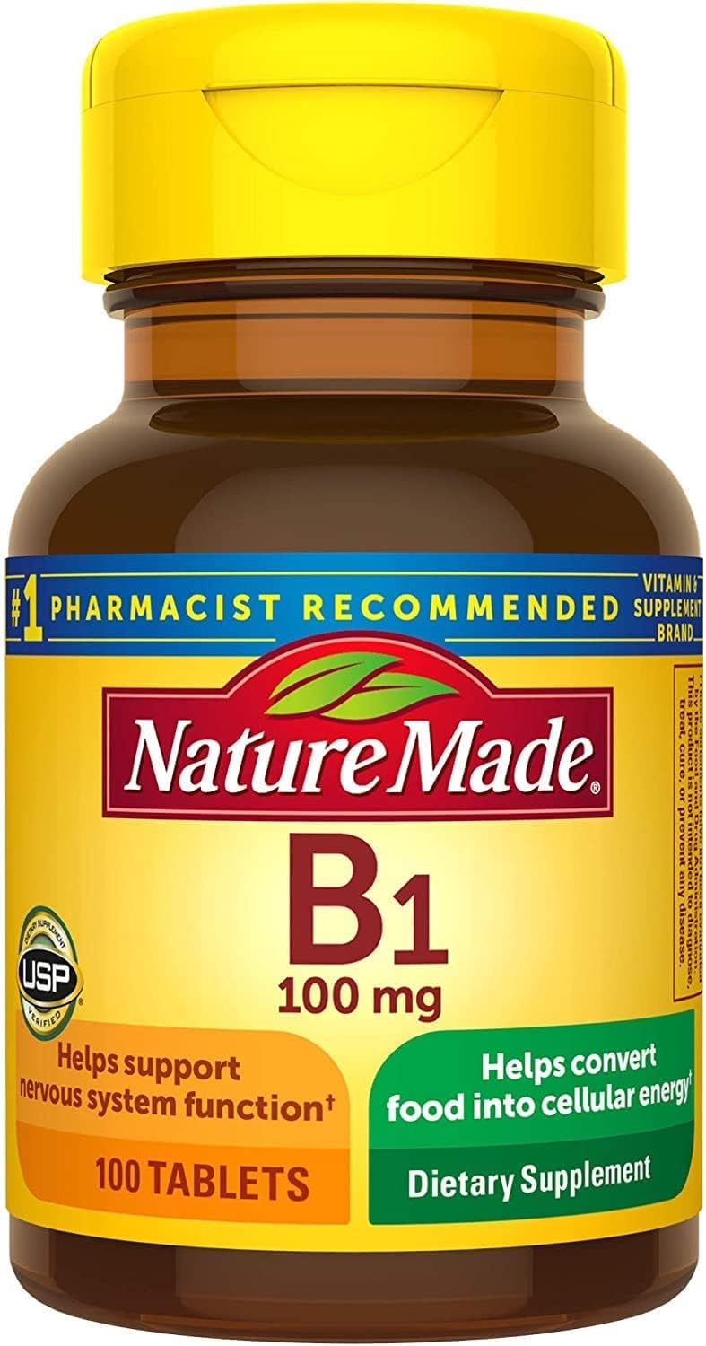 Nature Made Vitamine B1 100 mg – Bouteille, soutien potentiel à l’énergie et au système nerveux.