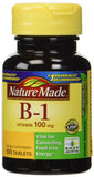 Nature Made Vitamine B1 100 mg – bouteille de compléments, soutien potentiel au système nerveux.