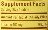 Nature Made Vitamine B1 100 mg – etiquette du flacon, source d'énergie et concentration possible.