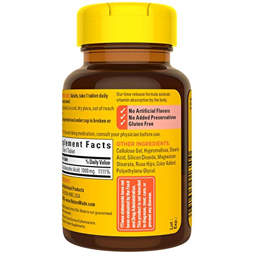 Nature Made Vitamine C 1000 mg – Formulation enrichie en baies d’églantier.