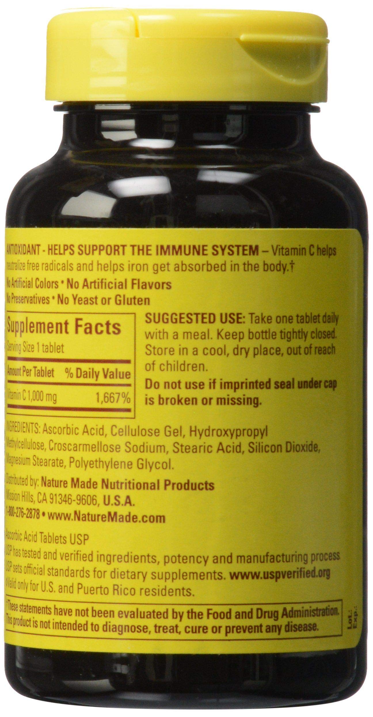 Nature Made Vitamine C 1000 mg – usage quotidien facile avec 100 comprimés.