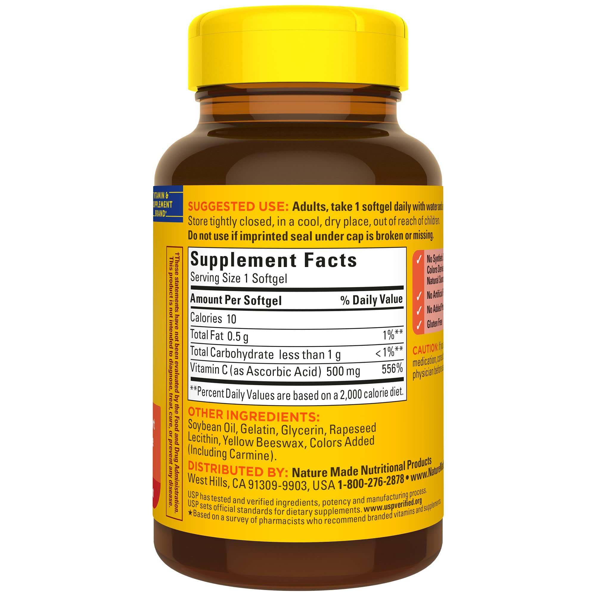 Nature Made Vitamine C 500 mg : soutien peau et collagène potentiel