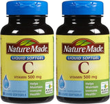Nature Made Vitamine C 500 mg gélules molles — vue de la bouteille devant, soutien potentiel au système immunitaire.