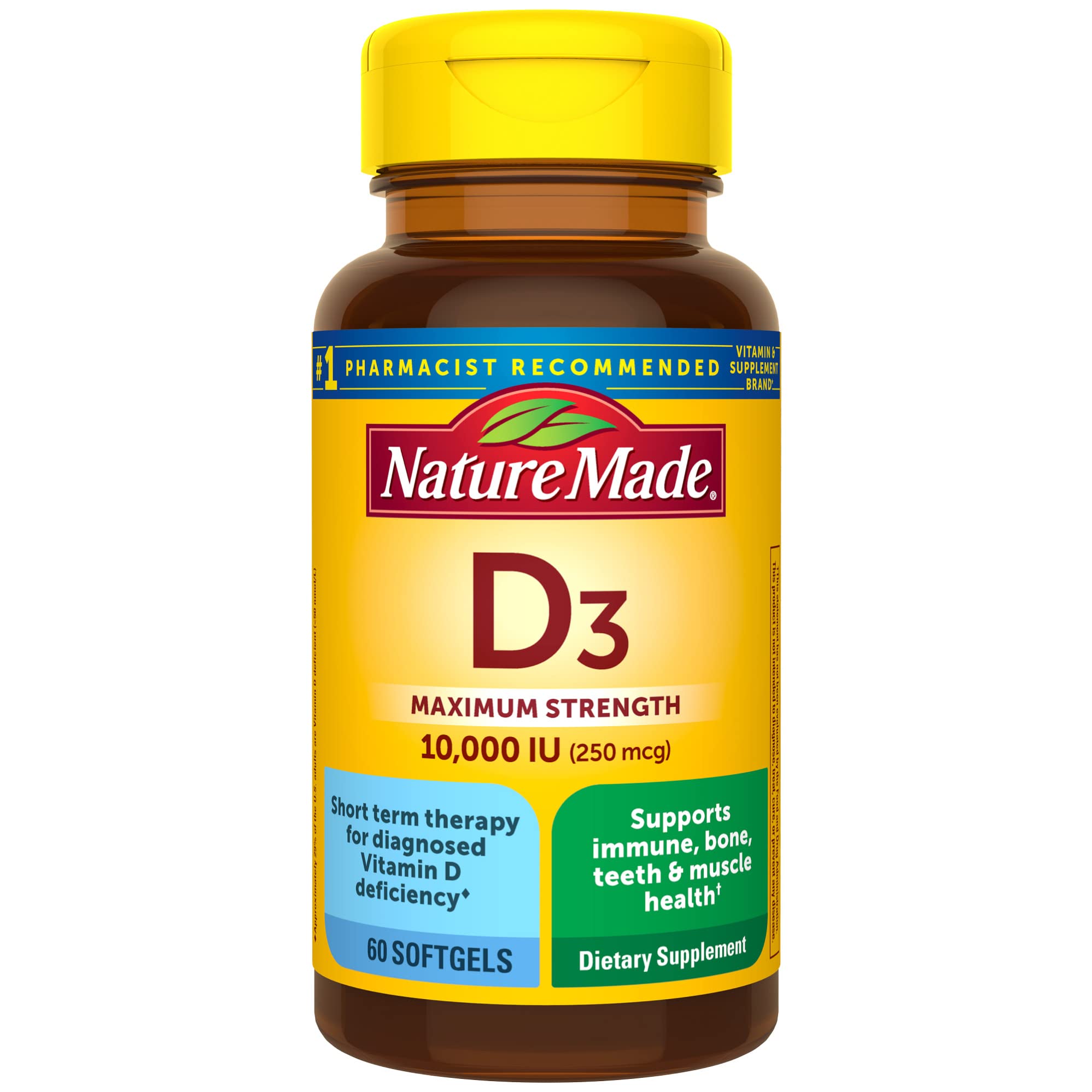 Nature Made Vitamine D3 10000 UI – bouteille gélules, soutien osseux potentiel