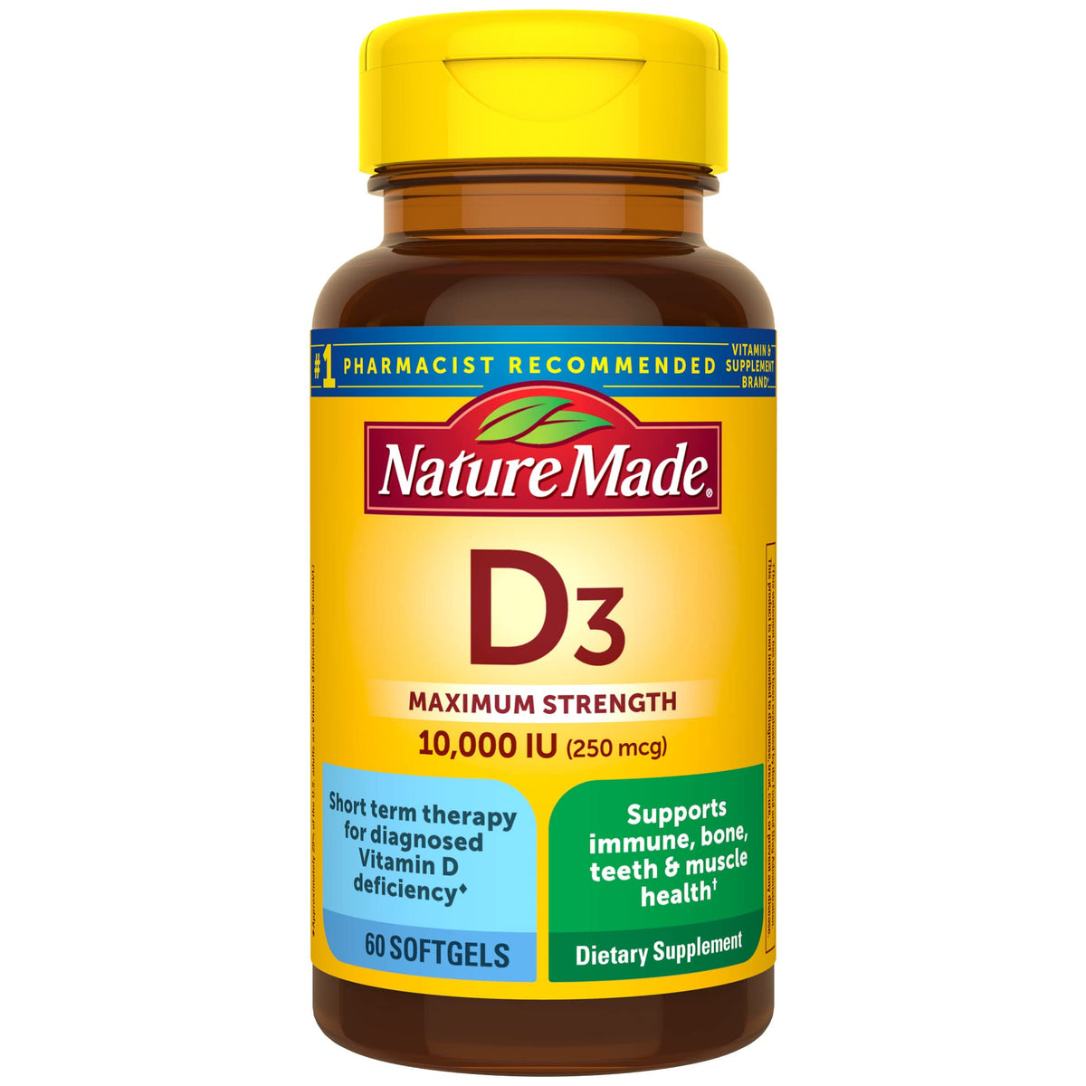 Nature Made Vitamine D3 10000 UI – bouteille gélules, soutien osseux potentiel