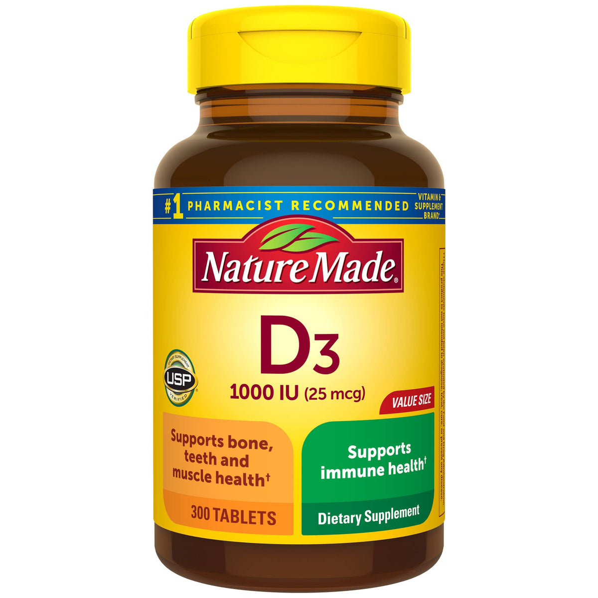 Nature Made Vitamine D3 1000 UI — bouteille: soutien potentiel des os et du système immunitaire