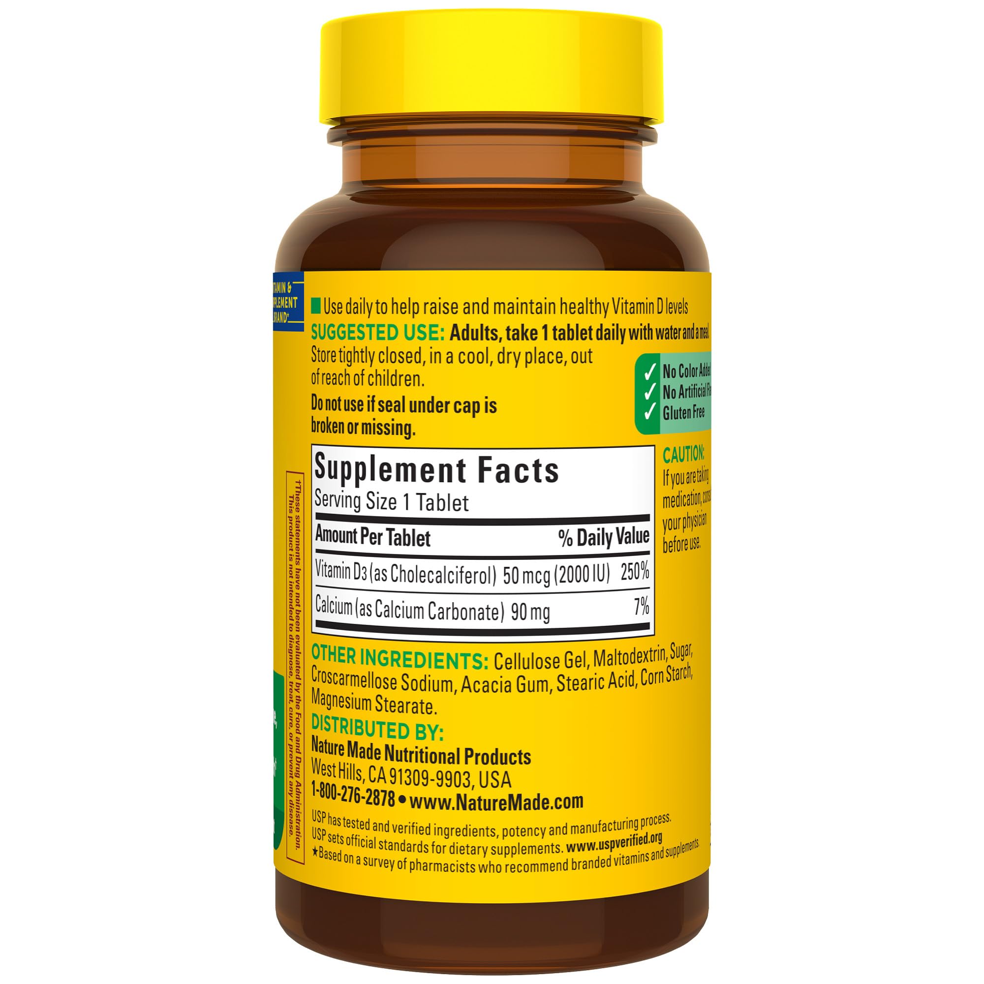 Vitamine D3 Nature Made 2000 UI – soutien potentiel à la santé osseuse.