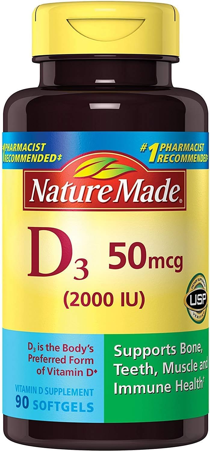 Nature Made Vitamine D3 2000 UI, bouteille gélules liquides, soutien quotidien