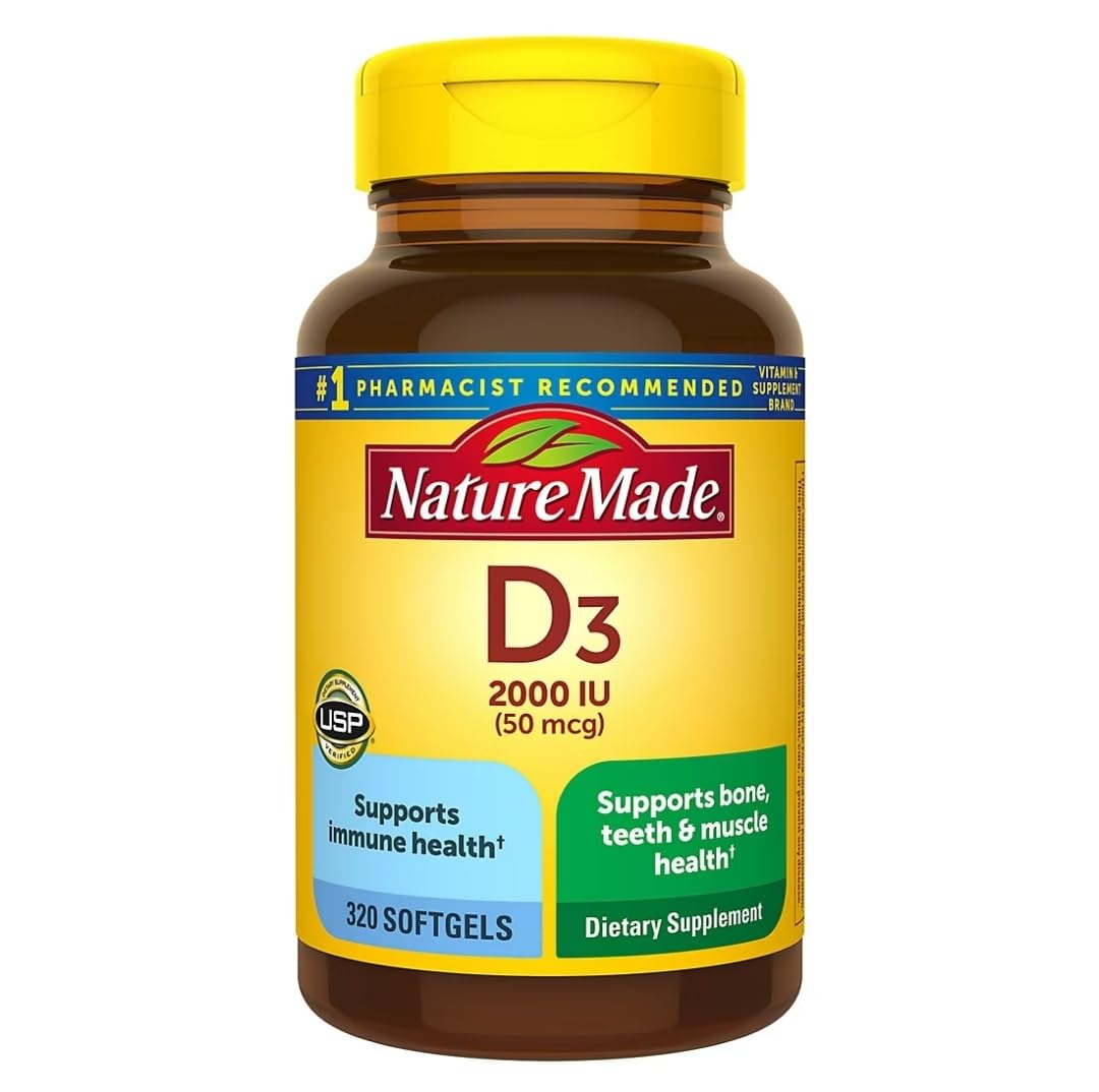 Nature Made Vitamine D3 2000UI – emballage variable, soutien potentiel des os