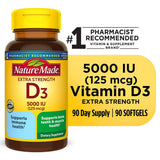 Pack double Nature Made D3 5000iu, emballage pratique et économies.