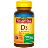 Nature Made Vitamine D3 5000 UI comprimés dissolution rapide goût fruits rouges, soutien immunitaire possible.