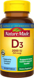 Nature Made Vitamine D3, 90 gélules molles, soutien immunitaire potentiel et os sain.