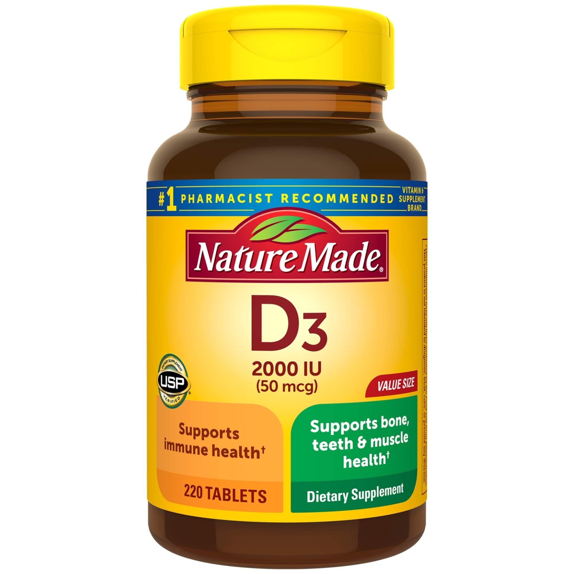 Nature Made Vitamine D3: bouteille prête à l’emploi et soutien potentiel des os et du système immunitaire.