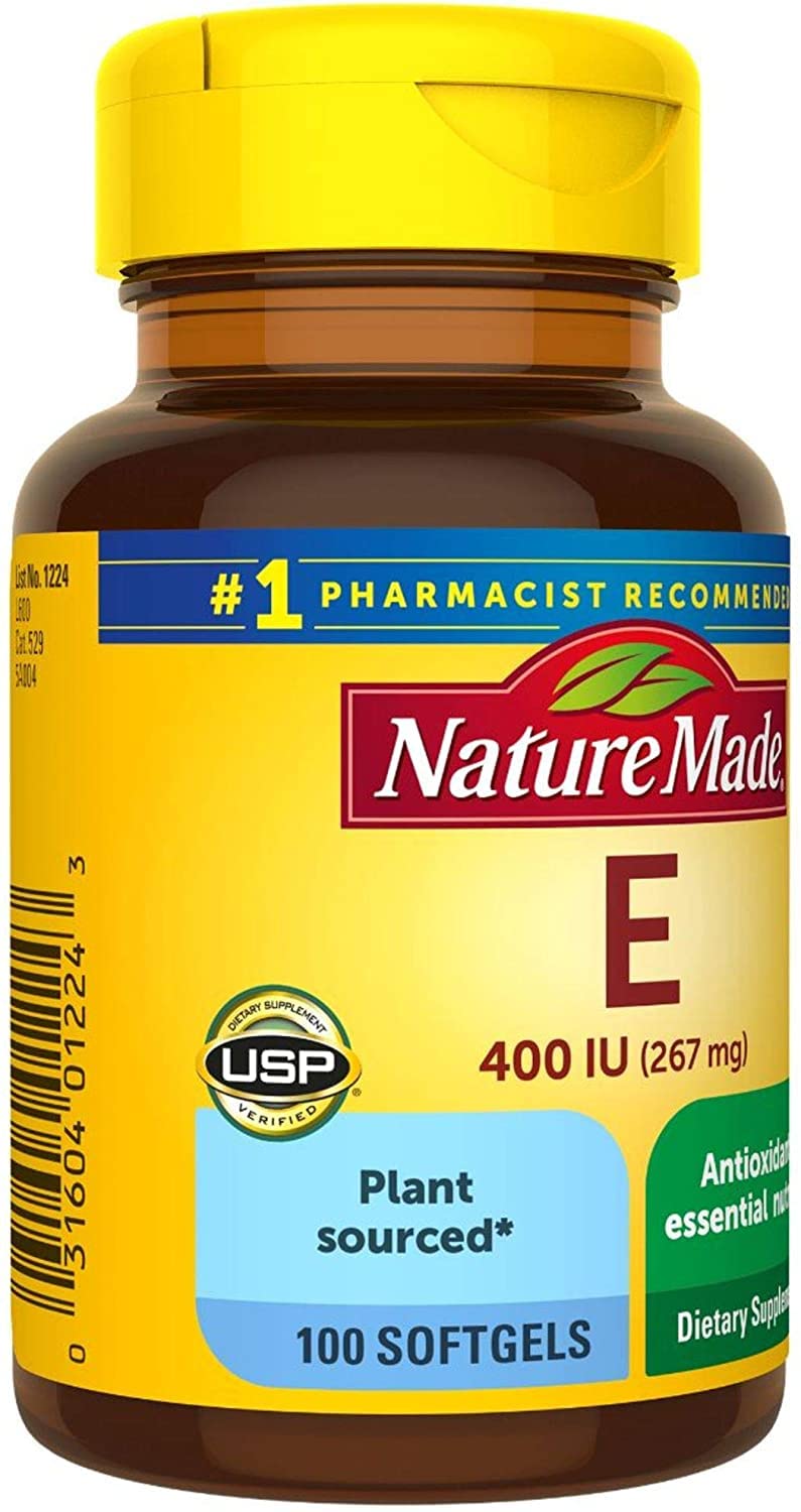 Capsules Nature Made Vitamine E 400 UI faciles à avaler avec repas
