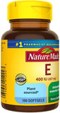 Capsules Nature Made Vitamine E 400 UI faciles à avaler avec repas