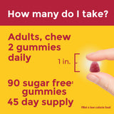 Étiquette sans gluten sur l'emballage Nature Made Zero Sugar Multivitamin Gummies.