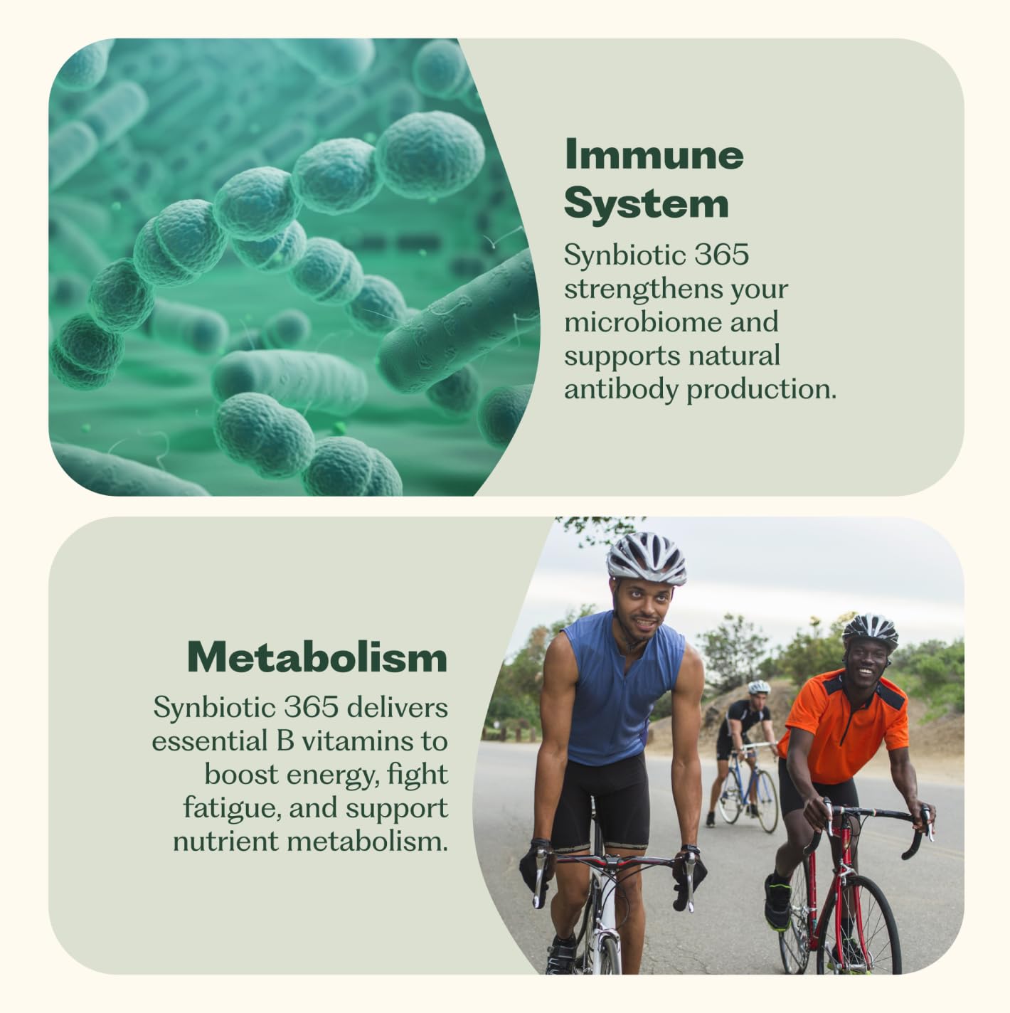 Nature M.D. Synbiotic 365 – formule sans gluten, sans OGM et végane pour tous.