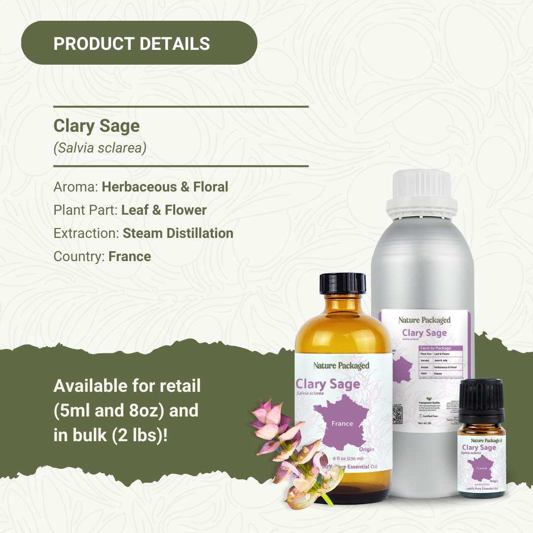 Nature Packaged Clary Sage, bain et routine corps, massages relaxants.