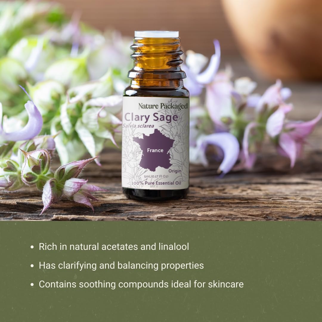 Nature Packaged Clary Sage, bougie maison parfumée pour ambiance chaleureuse.