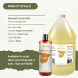 Nature Packaged huile d'amande douce, base de massage soyeuse pour détente.