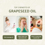 Nature Packaged huile pépins de raisin, application-visage, absorption rapide sans fini gras.