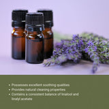 Etiquette claire sur Nature Packaged Lavande 40/42, utile pour les soins cosmétiques.