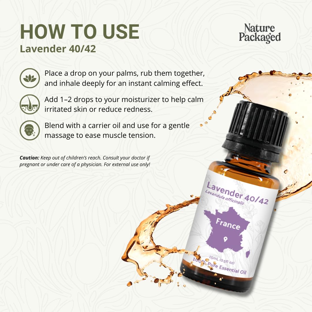 Massage corporel avec lavande Nature Packaged 40/42 pour relaxation sensorielle.