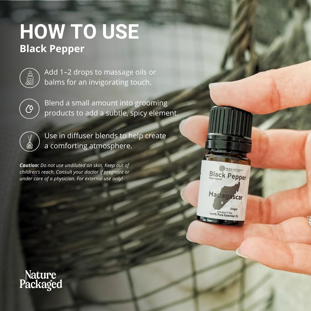 Nature Packaged Poivre Noir - Diffuseur: ambiance épicée pour énergie et concentration.