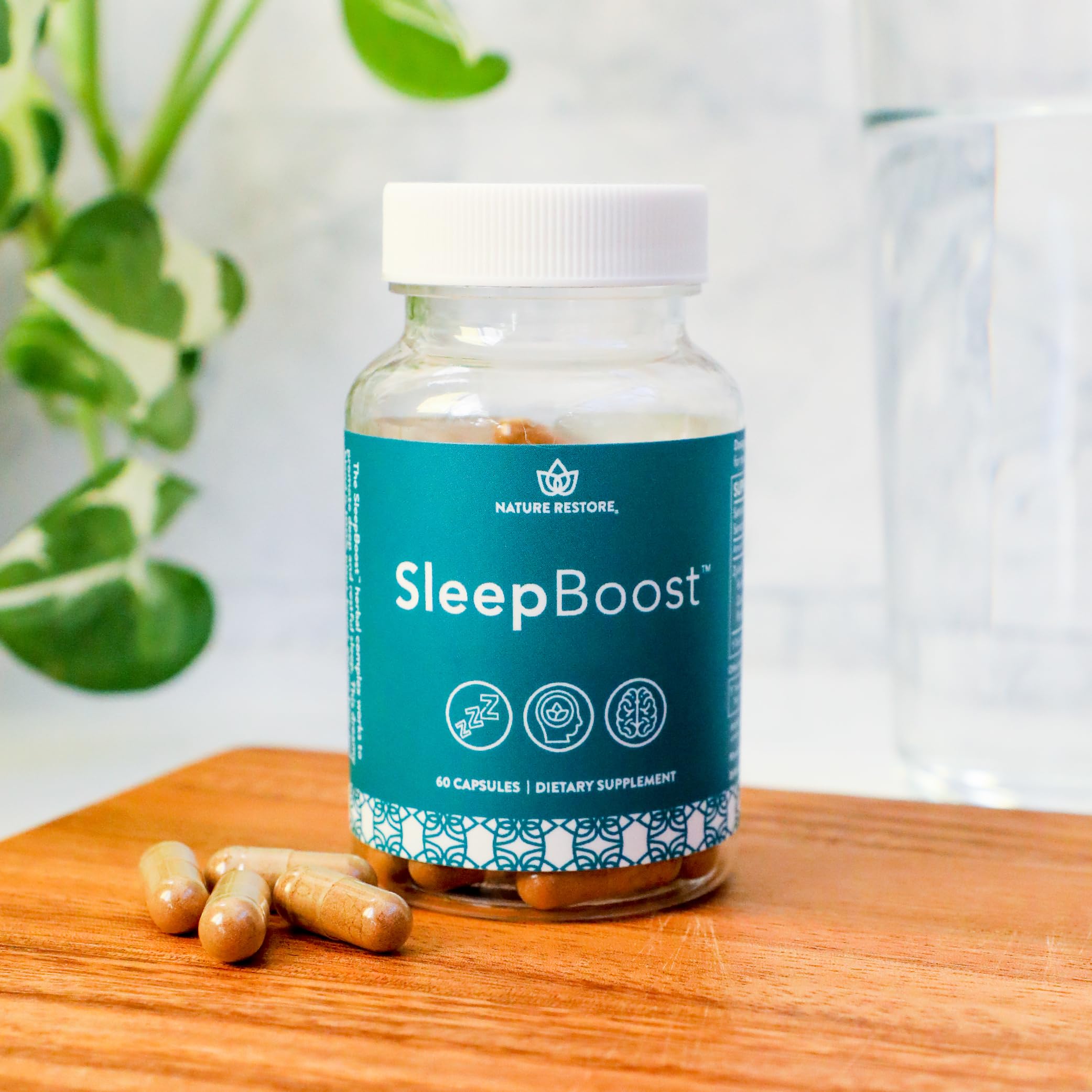 SleepBoost de Nature Restore, capsules: favorisent potentiellement un sommeil de qualité.