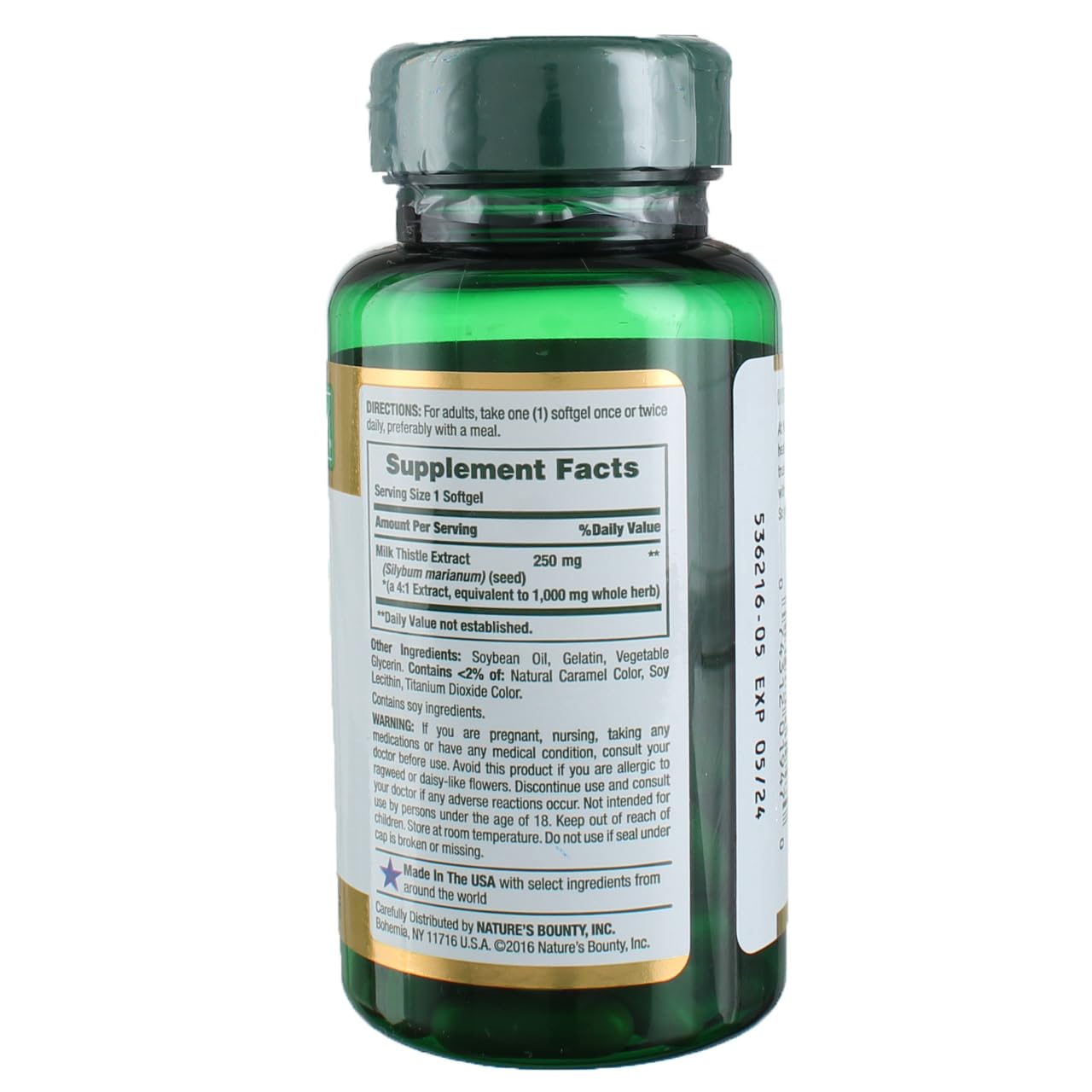 Nature's Bounty chardon-marie 1000 mg, emballage visible: routine quotidienne.
