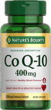 Nature's Bounty CoQ-10: bouteille et gélules molles, soutien énergie cellulaire potentiel.