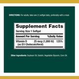 Nature's Bounty Vitamine D3, gelules molles visibles, favorise le soutien neuromusculaire