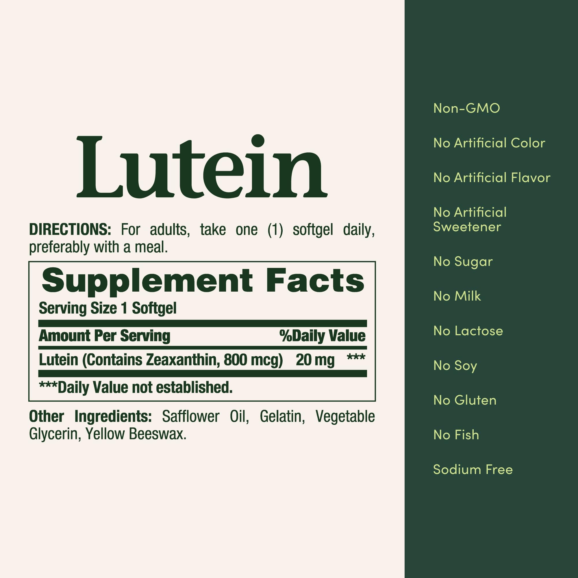 Boîte Nature's Bounty Lutéine prête à l'emploi, idée de supplément pour les yeux