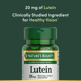 Étiquette lisible Nature's Bounty Lutéine, dosage 20 mg pour référence rapide
