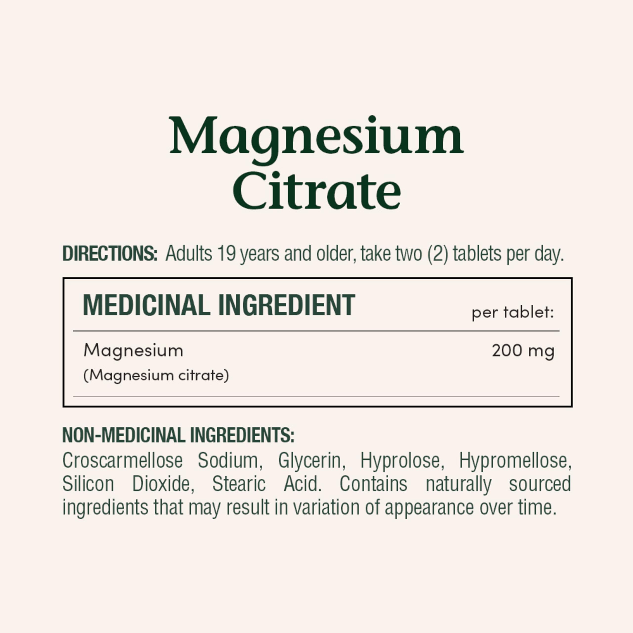 Comprimés Nature's Bounty magnésium citrate 200 mg, prise quotidienne facilitée