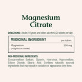 Comprimés Nature's Bounty magnésium citrate 200 mg, prise quotidienne facilitée
