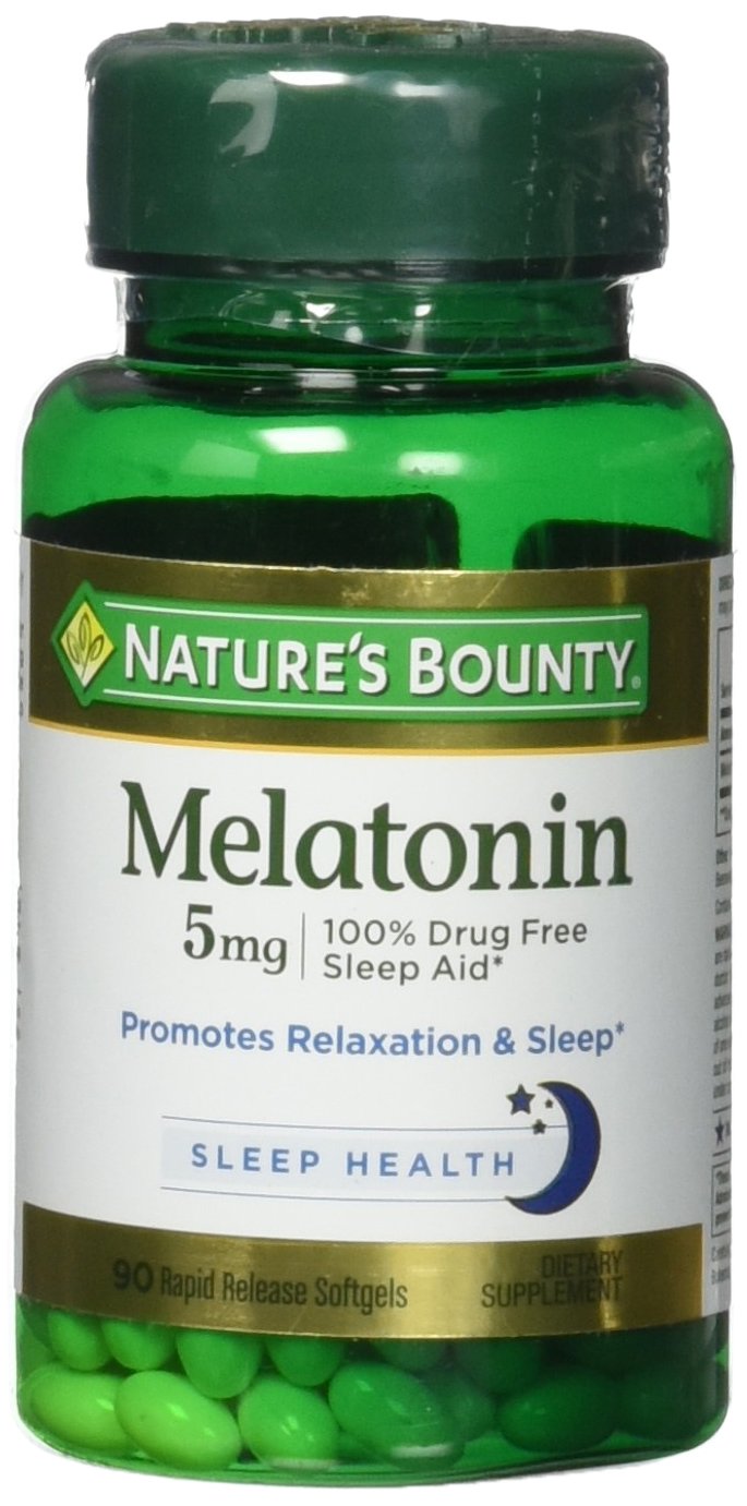 Nature's Bounty Mélatonine - flacon favorisant l'endormissement et le repos.