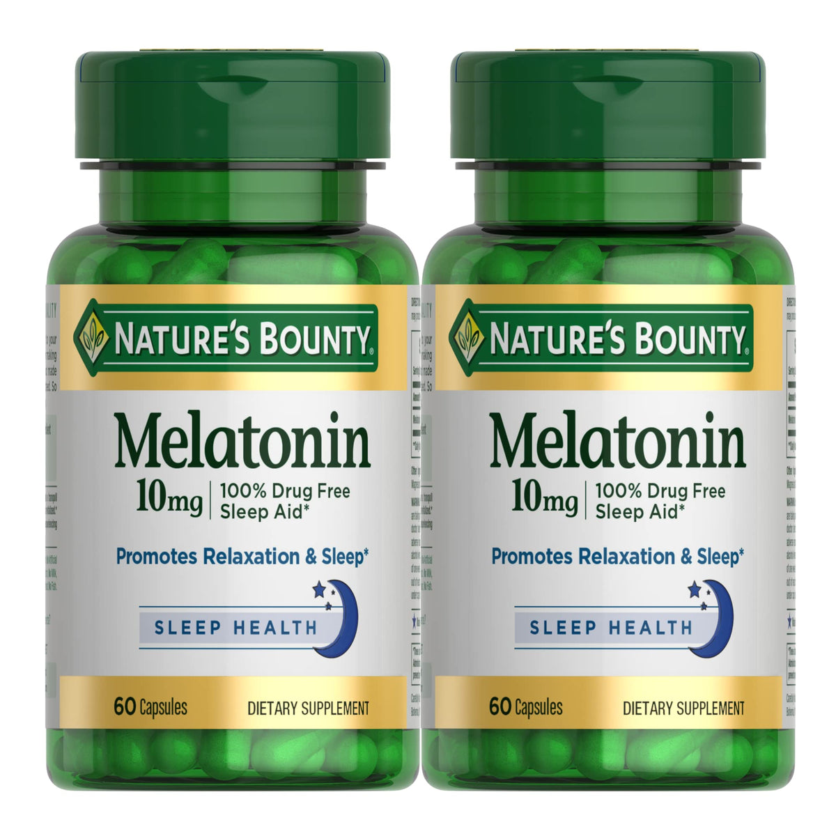 Nature's Bounty Mélatonine – bouteille visible, soutien potentiel au sommeil nocturne.