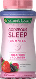 Gorgeous Sleep Gummies Nature's Bounty Optimal Solutions – flacon fermé, détente nocturne possible.