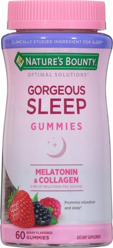 Gorgeous Sleep Gummies Nature's Bounty Optimal Solutions – saveurs fruits rouges, repos réparateur.