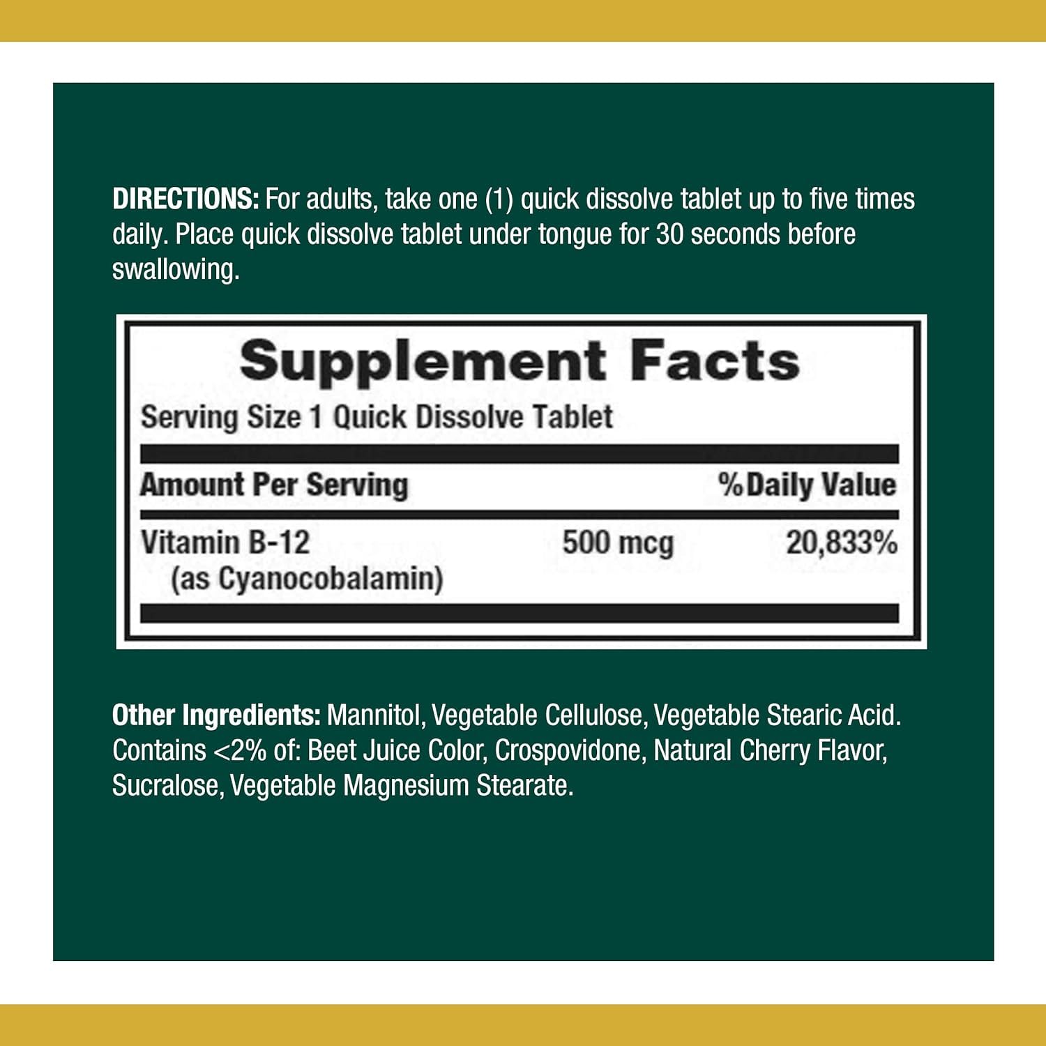 Nature's Bounty pack de 2 vitamine B-12 500 mcg, micropastilles cerise — format pratique