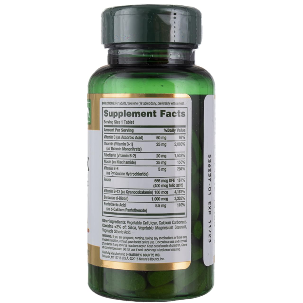 Nature's Bounty Super B-Complex: comprimés enrobés, soutien immunitaire potentiel.