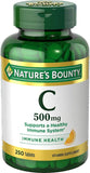 Nature's Bounty comprimés vitamine C 500 mg dans une bouteille, soutien immunitaire potentiel.