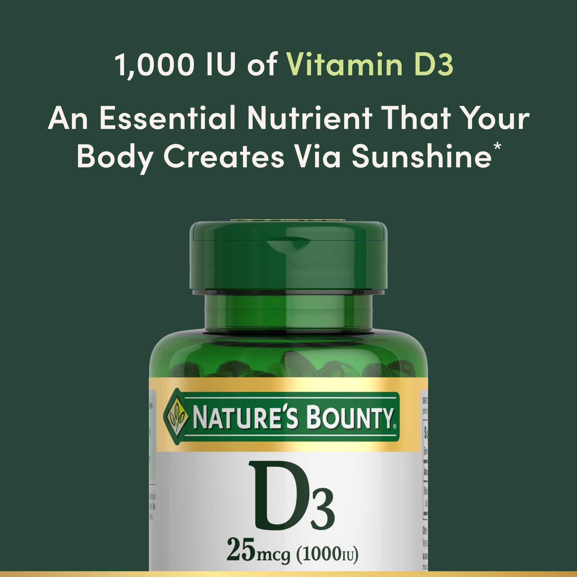 Nature’s Bounty Vitamine D3 – ingestion avec calcium pour des os solides
