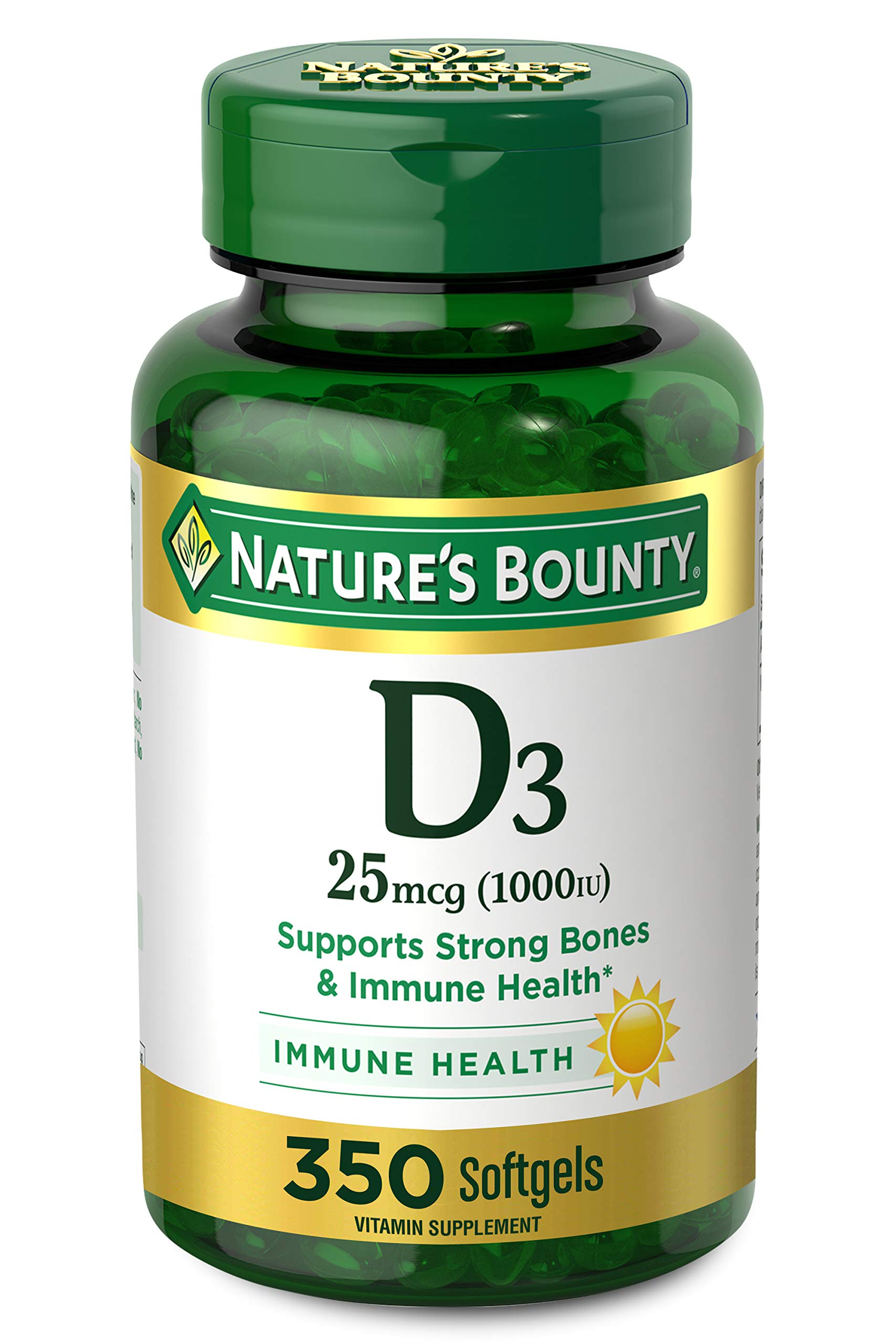 Nature's Bounty Vitamine D3, bouteille de gelules molles, soutien l absorption du calcium